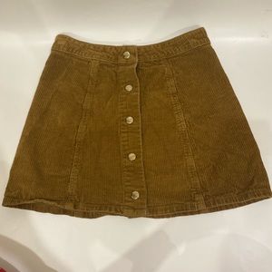 Brown Corduroy Button Up Skirt